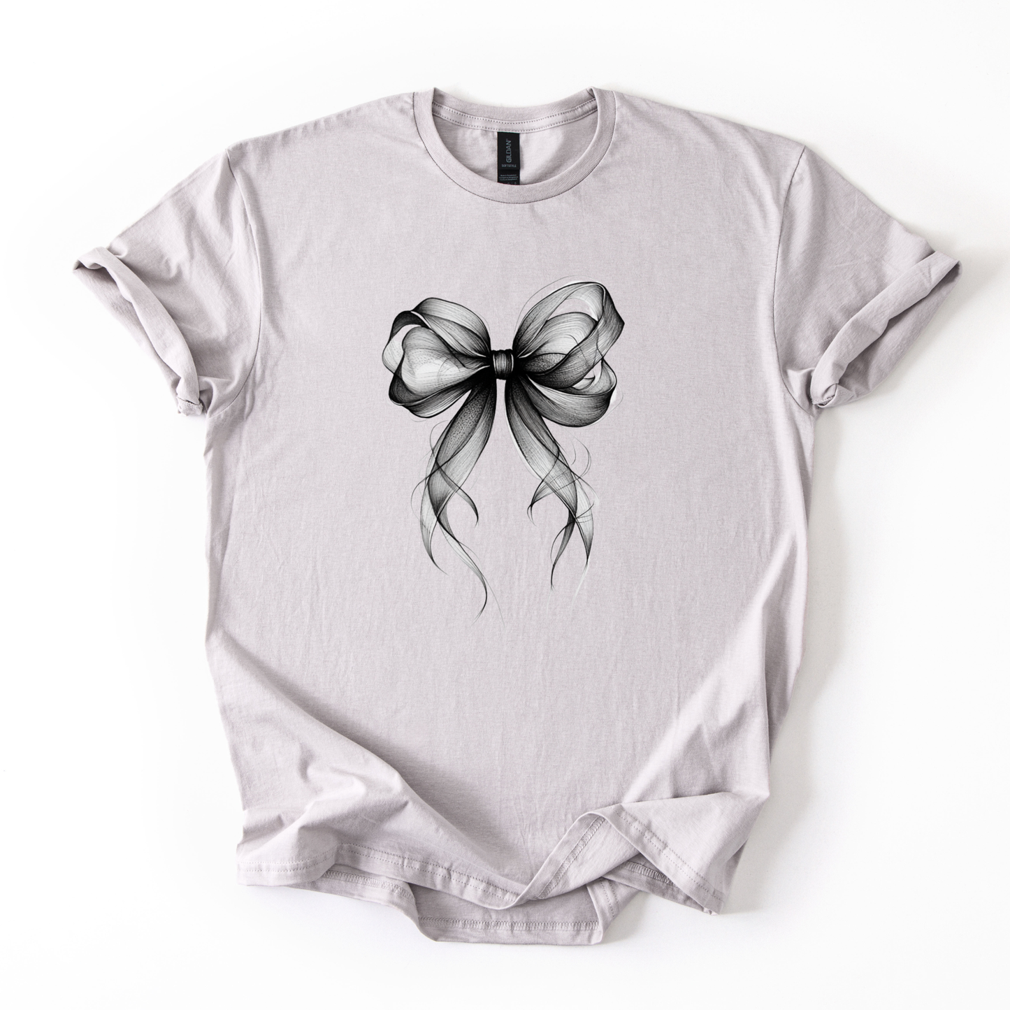Black Sheer Bow Graphic T-Shirt | Minimalist Coquette Aesthetic Tee | Halloween T-Shirt