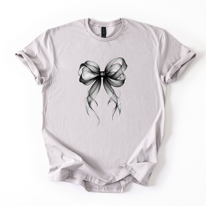 Black Sheer Bow Graphic T-Shirt | Minimalist Coquette Aesthetic Tee | Halloween T-Shirt