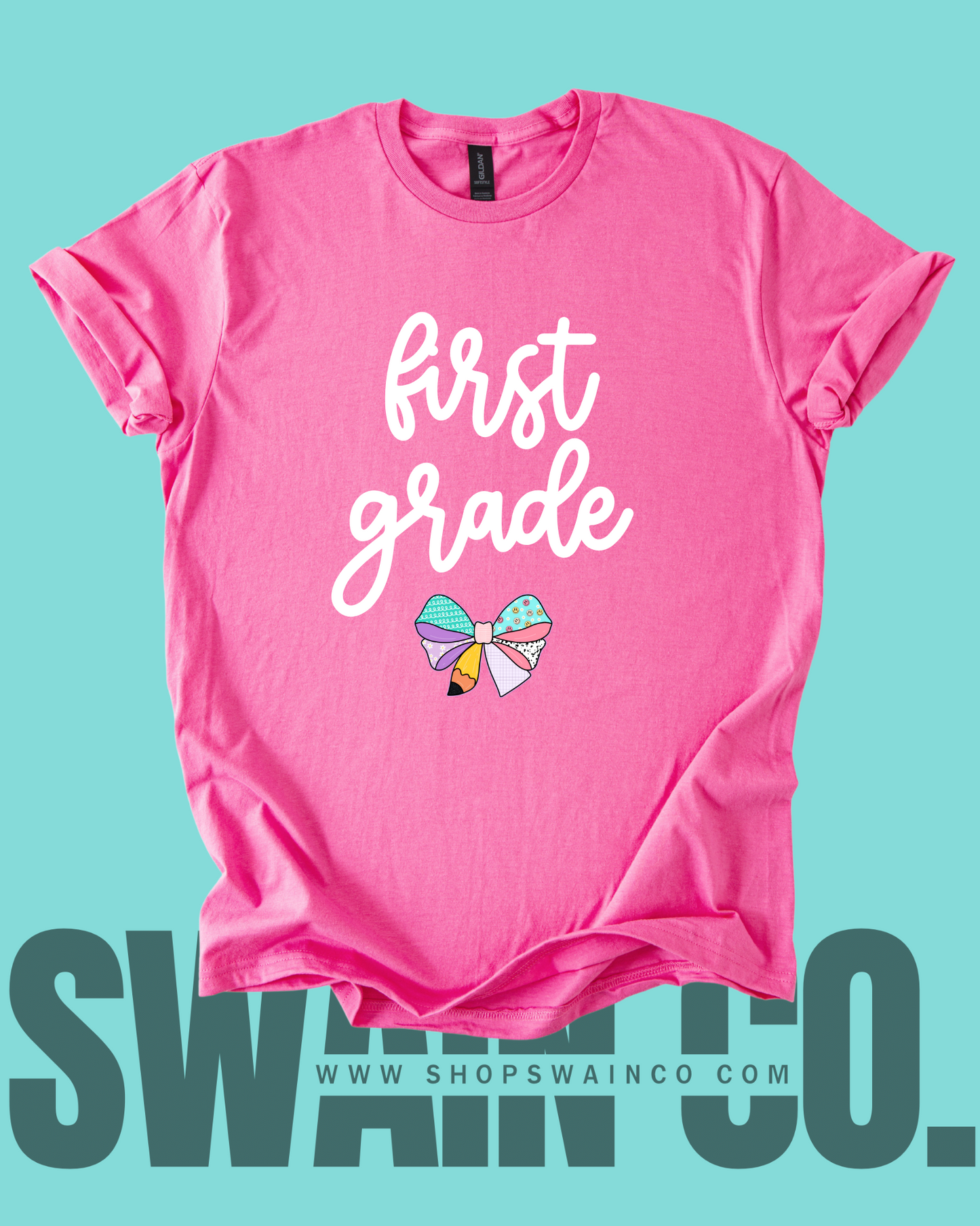 Personalized Pencil Bow T-Shirt – Custom Teacher or Grade Name Tee – Back to School Shirt – Teacher Gift – Student Shirt – Classroom Style