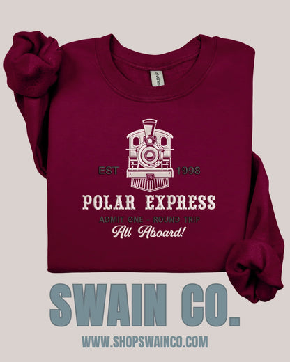 Christmas Train Embroidered Crewneck Sweatshirt | Cozy Holiday Sweatshirt | Retro Christmas Train Embroidery | Christmas Gift for Her or Him