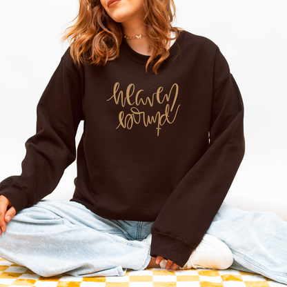 Heaven Bound Embroidered Crewneck Sweatshirt | Christian Sweatshirt | Faith-Based Crewneck | Minimalist Embroidered Pullover | Unisex Christian Apparel