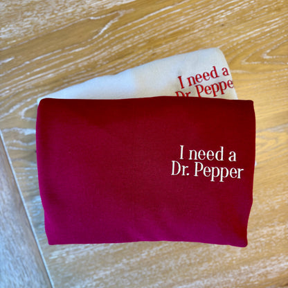 Dr Pepper Embroidered Sweatshirt, Vintage Soda Crewneck, Retro Embroidery Sweater, Dr Pepper Lover Gift