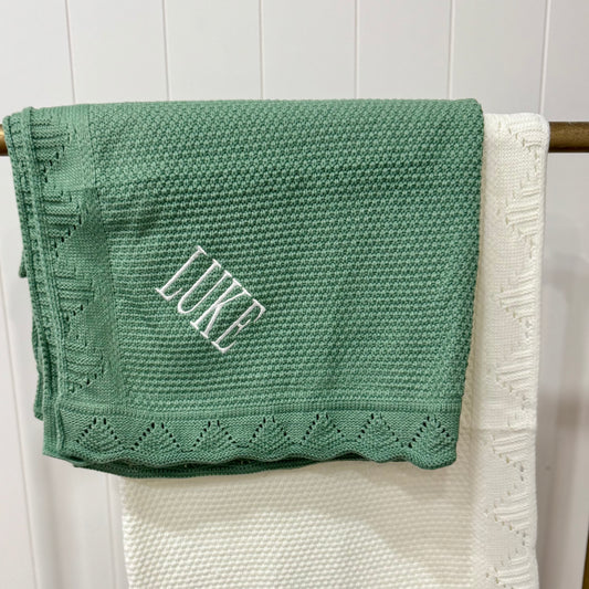 Custom Embroidered Baby Blanket | Personalized Knit Name Blanket | Baby Shower Gift | Newborn Keepsake | Custom Name Blanket | Baptism Gift