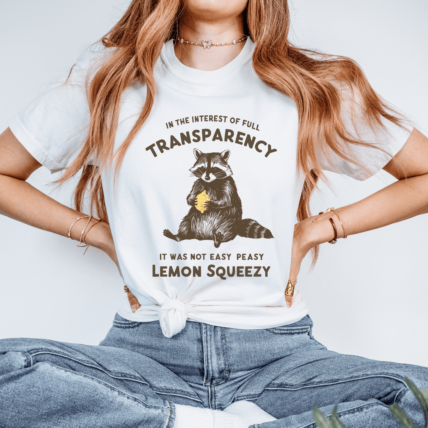 Raccoon Lemon Squeezy Graphic T-Shirt