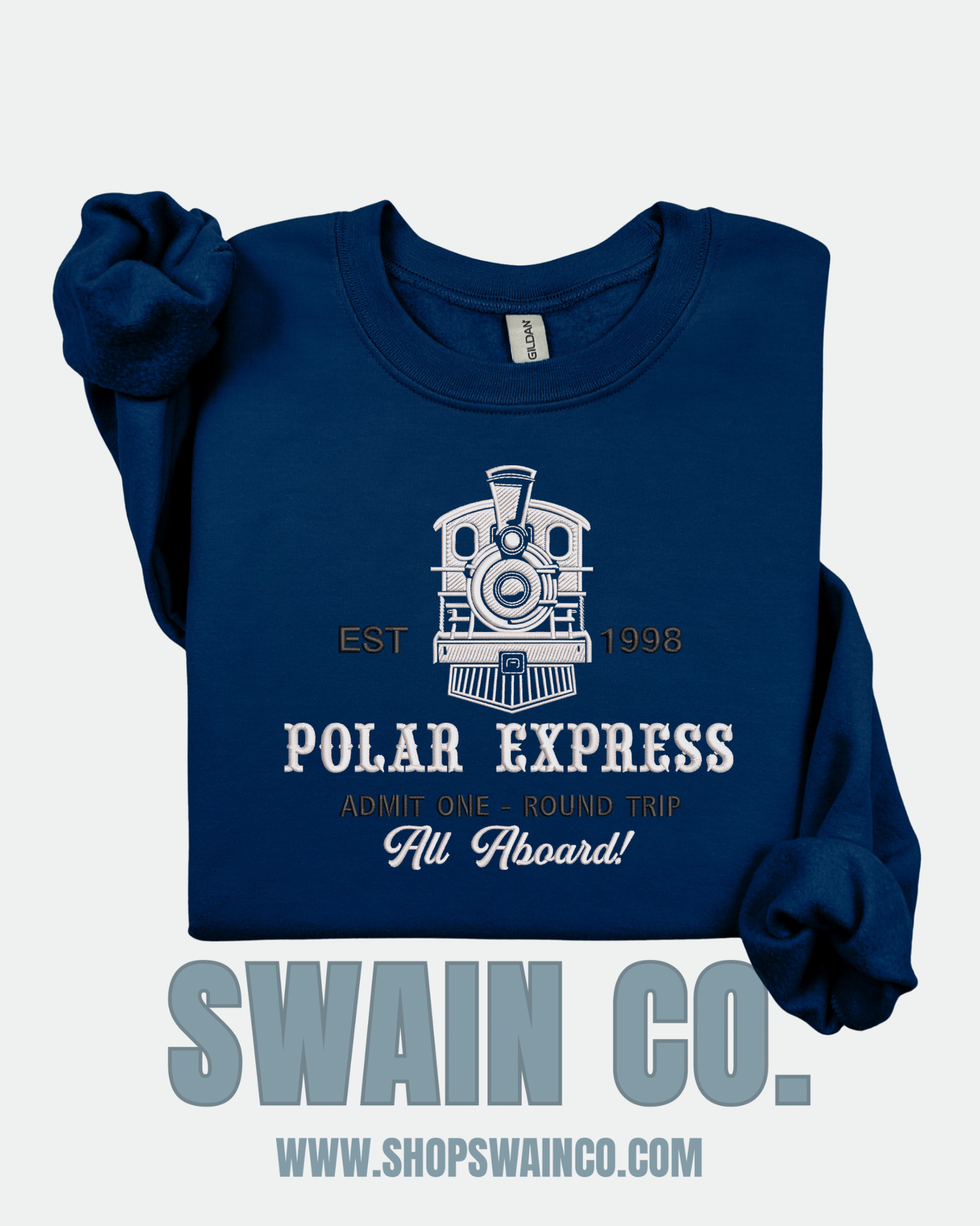 Christmas Train Embroidered Crewneck Sweatshirt | Cozy Holiday Sweatshirt | Retro Christmas Train Embroidery | Christmas Gift for Her or Him