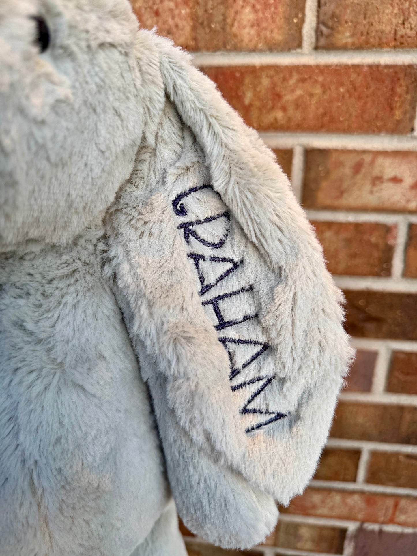 Personalized Easter Bunny Plush – Embroidered Name Stuffed Bunny – Custom Easter Basket Gift – Baby First Easter – 16 Inch Plush Bunny