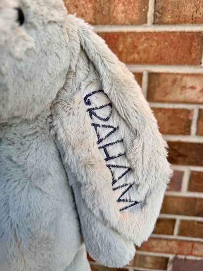 Personalized Easter Bunny Plush – Embroidered Name Stuffed Bunny – Custom Easter Basket Gift – Baby First Easter – 16 Inch Plush Bunny