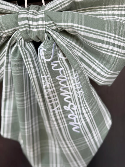 Personalized Oversized Bow for Front Door – Custom Name Door Bow