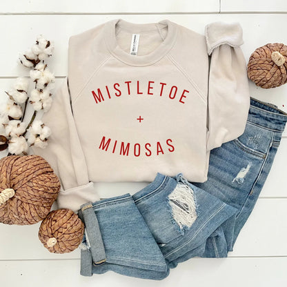 Mistletoe and Mimosas Crewneck Sweatshirt | Bella + Canvas Super Soft Holiday Sweater | Christmas Party Outfit | Cozy Christmas Pullover