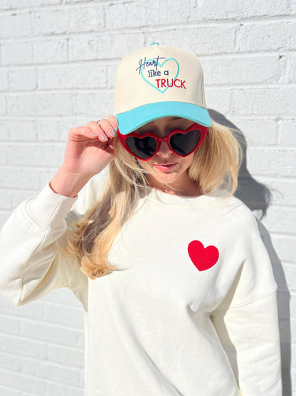 Heart Like a Truck Hat – Two-Tone Vintage Trucker Hat, Country Girl Trucker Cap, Rodeo Cowgirl Hat, Western Graphic Hat, Cute Country Gift