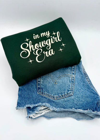 Showgirl Sweatshirt — In My Showgirl Era Embroidered Crewneck Sweatshirt