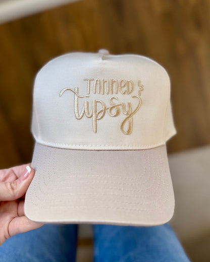 Tanned & Tipsy Embroidered Trucker Hat | Beach Bachelorette Hat | Lake Trip Hat | Girls Trip Baseball Cap