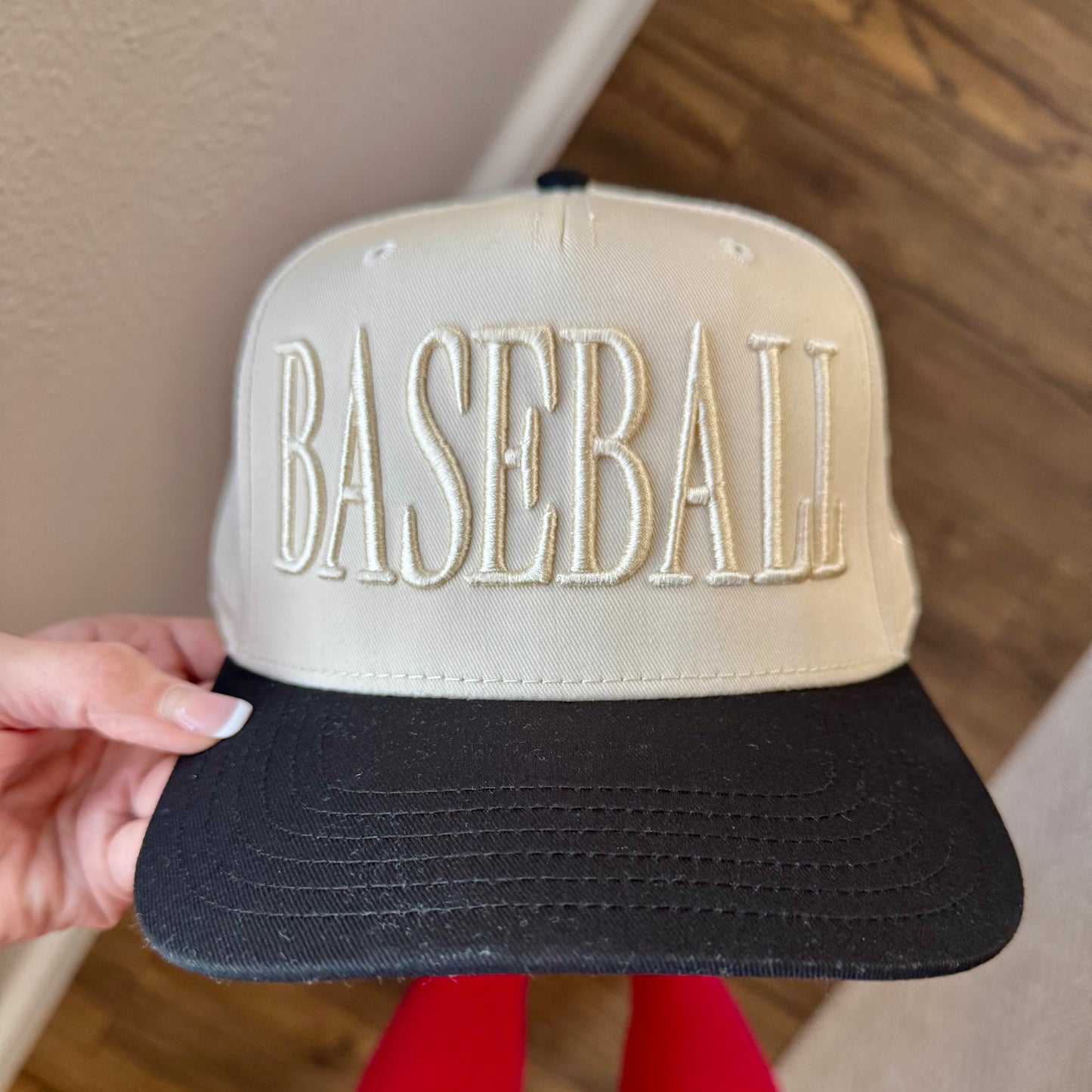 Monochromatic 3D Puff Embroidered Baseball Hat | Baseball Mom Hat | Baseball Team Hat | Embroidered Baseball Cap with Side Baseball | Sports Mom Gift