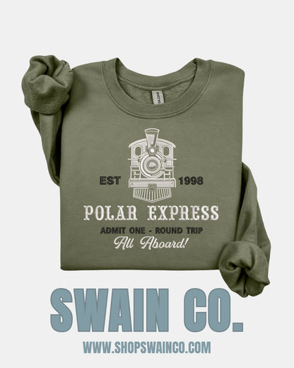 Christmas Train Embroidered Crewneck Sweatshirt | Cozy Holiday Sweatshirt | Retro Christmas Train Embroidery | Christmas Gift for Her or Him