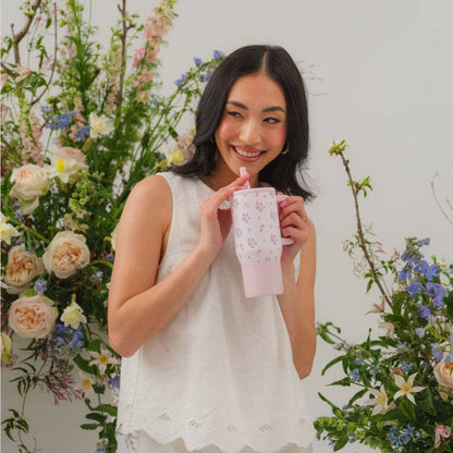 Back to School Personalized Wildrose Floral 20oz Hydrojug™ – Laser Engraved Tumbler with Flip Straw