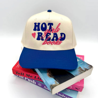Hot Girls Read Books Trucker Hat | Book Lover Gift | Aesthetic Embroidered Hat | Reading Hat for Women | Cute Trucker Cap | Bookish Girl Accessory
