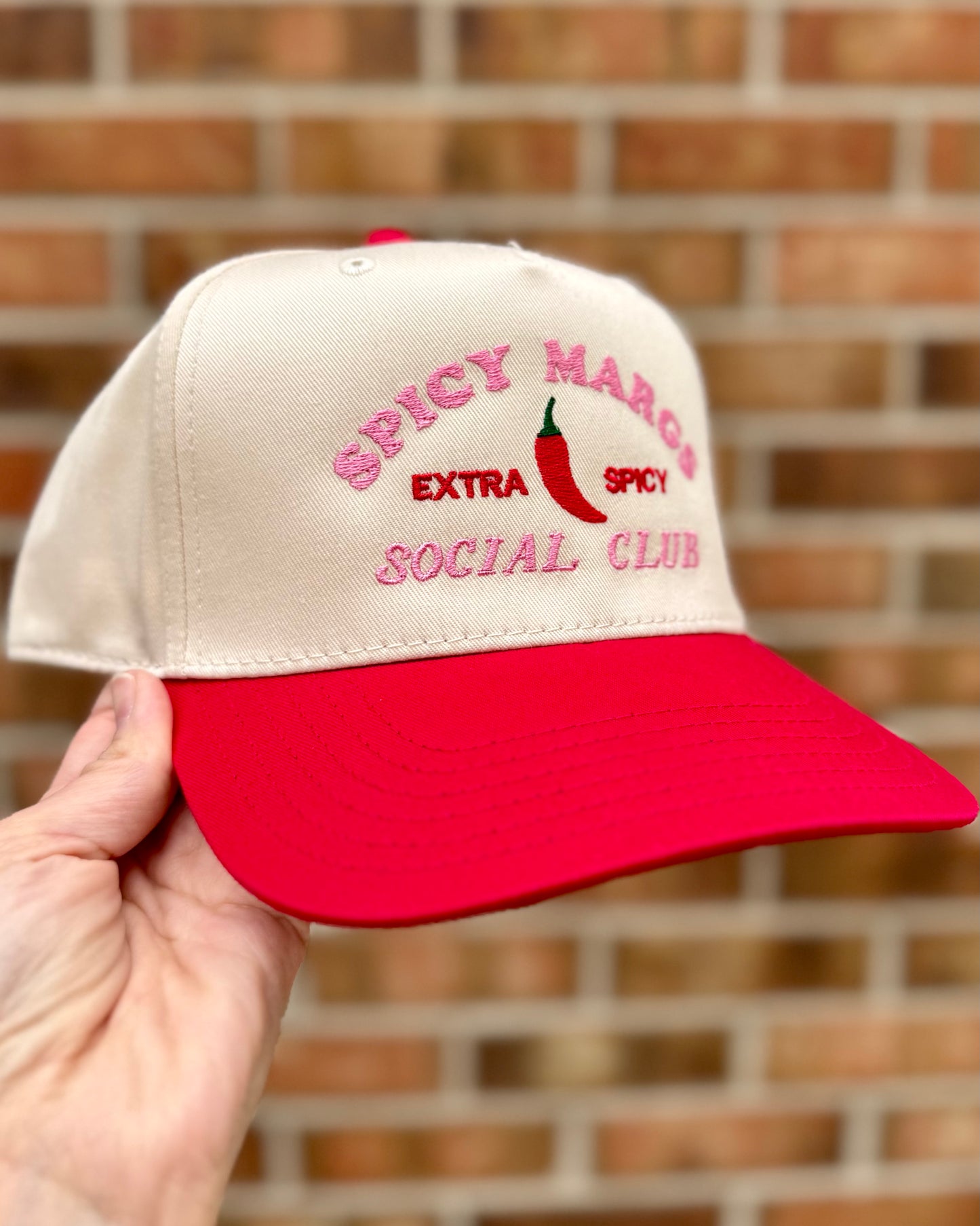 Spicy Margs Social Club Embroidered Hat | Trendy Margarita Baseball Cap | Girls Trip, Bachelorette, Brunch Club Gift