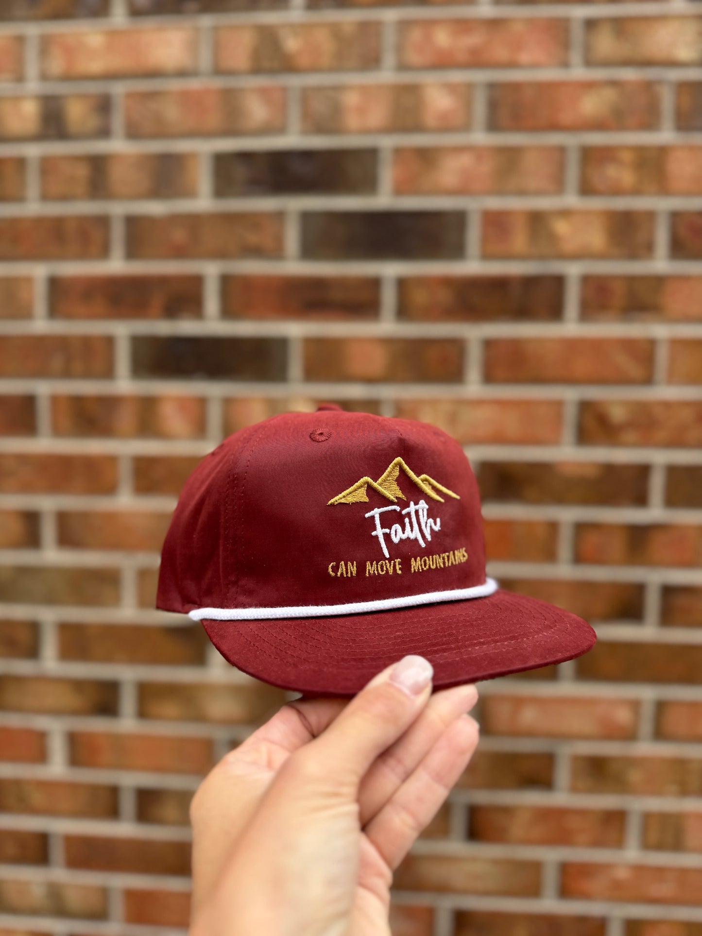 Faith Can Move Mountains Embroidered Rope Hat | Christian Rope Hat | Bible Verse Hat | Faith Hat