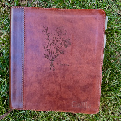 Personalized Leather Journaling Bible | Custom Laser Engraved Bible | Christian Gift for Baptism, Graduation, Wedding & More
