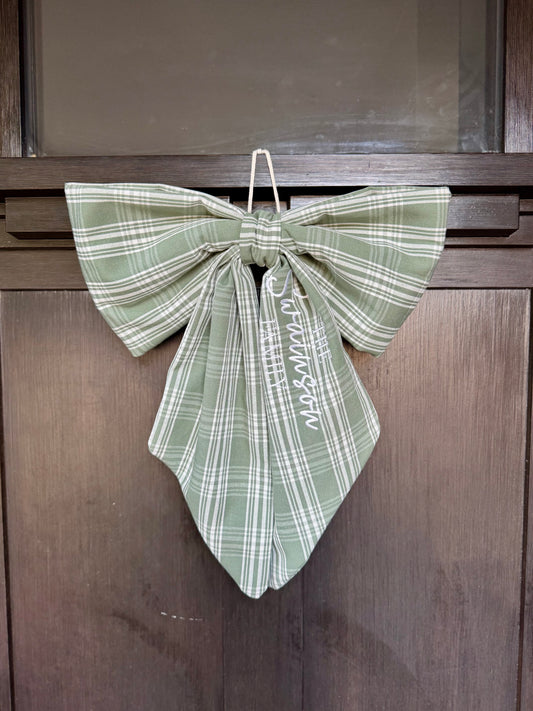 Personalized Oversized Bow for Front Door – Custom Name Door Bow