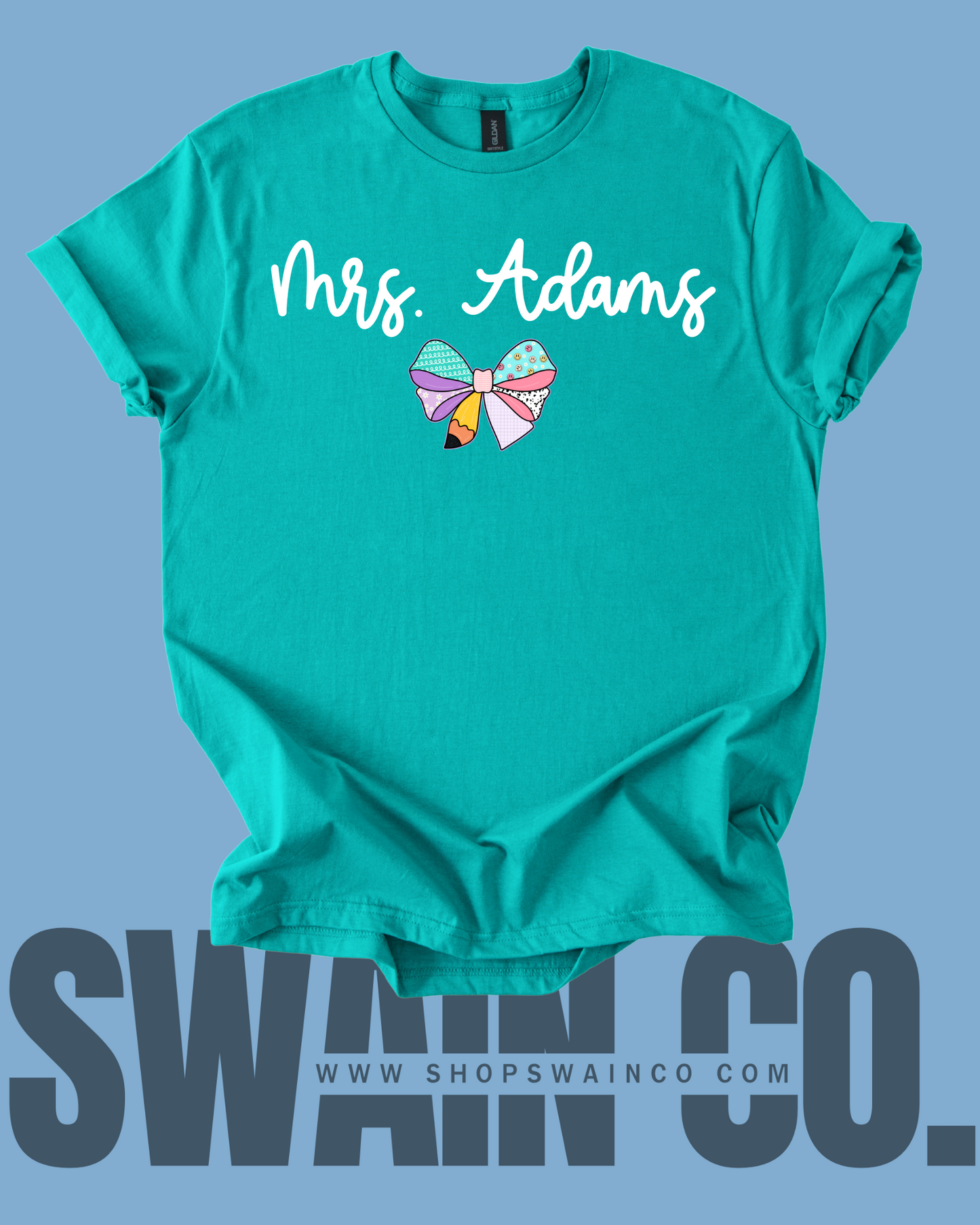 Personalized Pencil Bow T-Shirt – Custom Teacher or Grade Name Tee – Back to School Shirt – Teacher Gift – Student Shirt – Classroom Style
