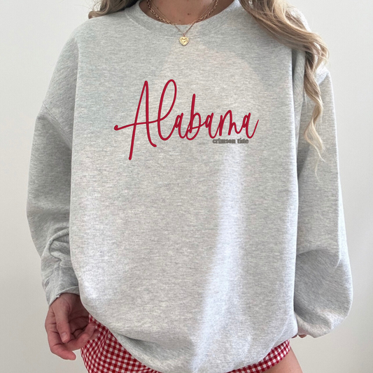Embroidered Alabama Crimson Tide Sweatshirt | Alabama Football Crewneck | Embroidered Crimson Tide Crewneck | Game Day Sweatshirt | College Football Apparel