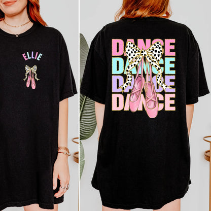 Personalized Dance T-Shirt with Pastel Cheetah Print Shoes | Custom Dancer Name Shirt | Dance Recital Gift | Girls Dance Tee | Studio Squad Shirt