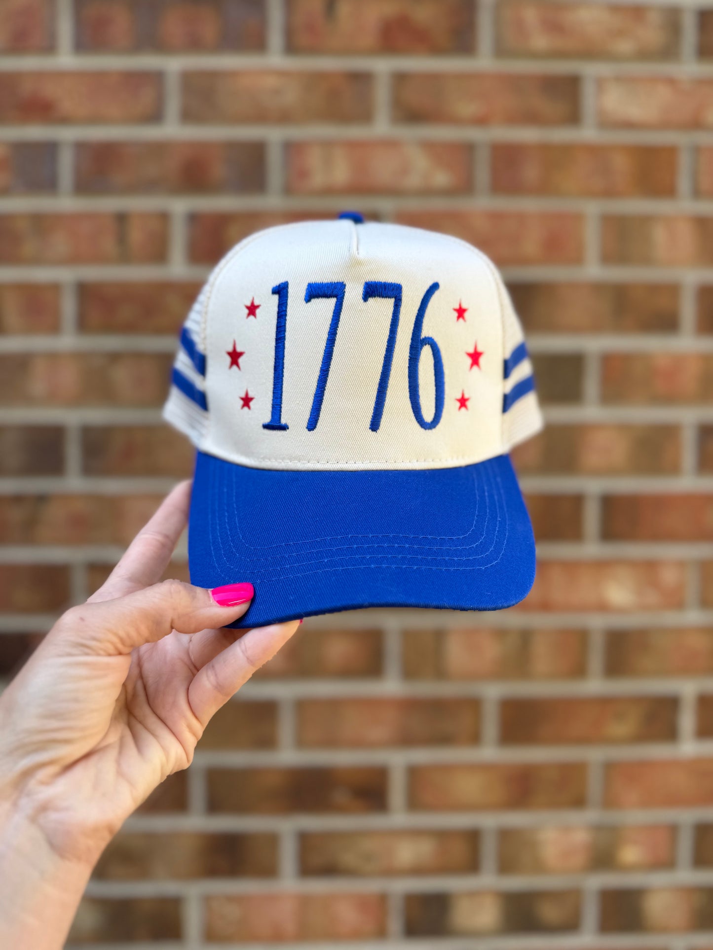 1776 Embroidered Trucker Hat | Patriotic Hat | America Hat | USA Embroidered Cap | Fourth of July Hat | Vintage Americana Hat