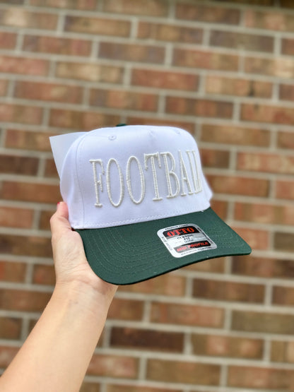 Monochromatic Football Trucker Hat | Puff Embroidery Neutral Game Day Hat | Adjustable Snapback | Vintage Style Baseball Cap