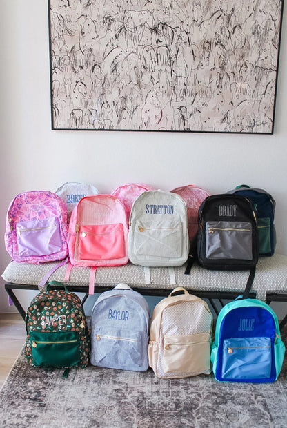 Personalized Tan Checkered Backpack – Standard Size | Back to School Ready