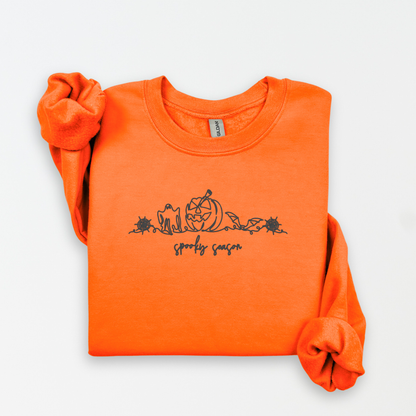 Embroidered Spooky Season Line Art Crewneck Sweatshirt | Minimalist Halloween Sweatshirt | Aesthetic Fall Crewneck | Ghost Embroidered Sweatshirt | Cozy Autumn Pullover
