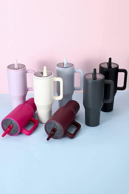 Personalized 40oz Tumbler with Handle – Laser Engraved, Spill-Proof, Triple Wall Insulated, Custom Name Cup