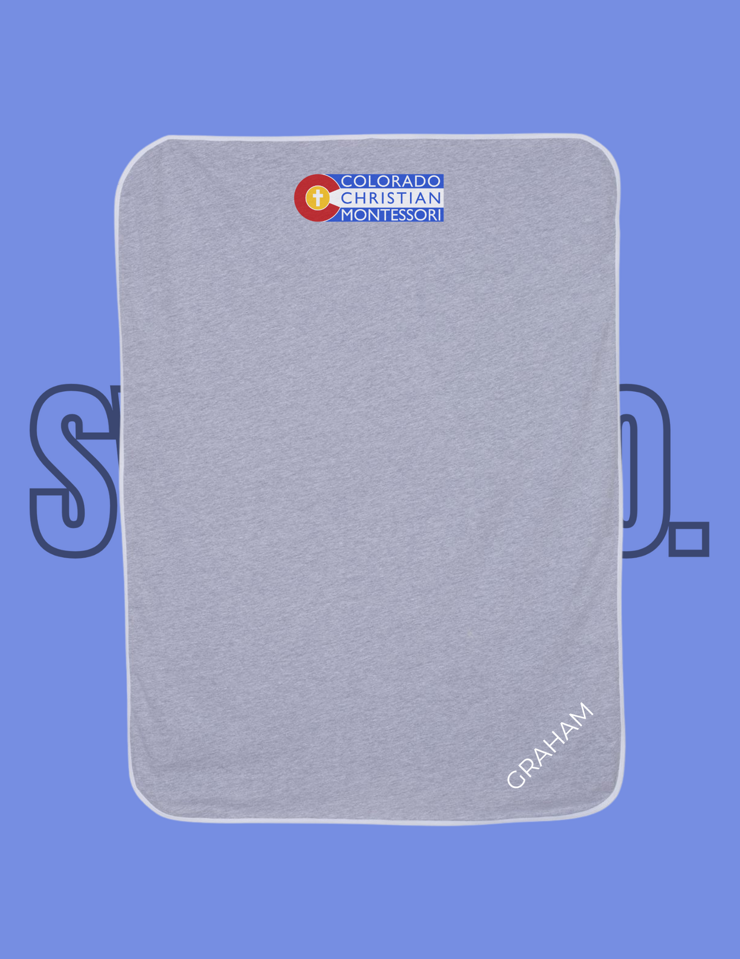 Colorado Christian Montessori Logo Personalized Embroidered Jersey Blanket