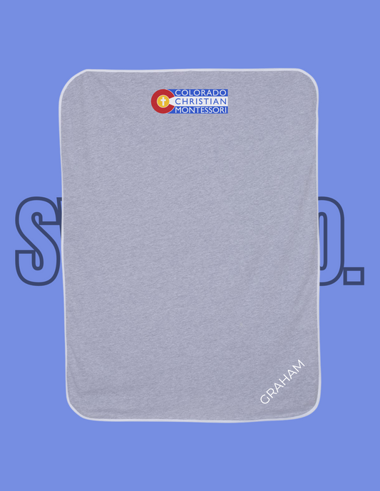 Colorado Christian Montessori Logo Personalized Embroidered Jersey Blanket