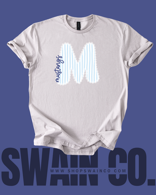 Preppy Lace Border Mascot T-Shirt – Personalized Spirit Tee