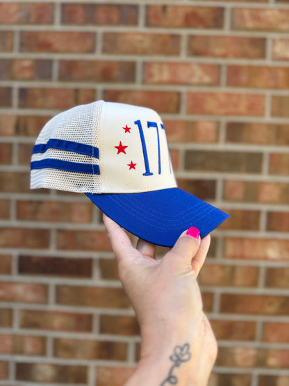 1776 Embroidered Trucker Hat | Patriotic Hat | America Hat | USA Embroidered Cap | Fourth of July Hat | Vintage Americana Hat