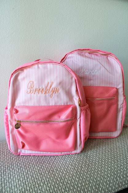 Personalized Pink Stripe Backpack – Standard Size | Back to School Must-Have