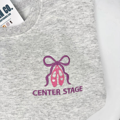 Personalized Ballet Slippers & Bow Embroidered Crewneck Sweatshirt | Custom Dance Name Sweatshirt | Ballet Gift for Dancer | Dance Team Apparel