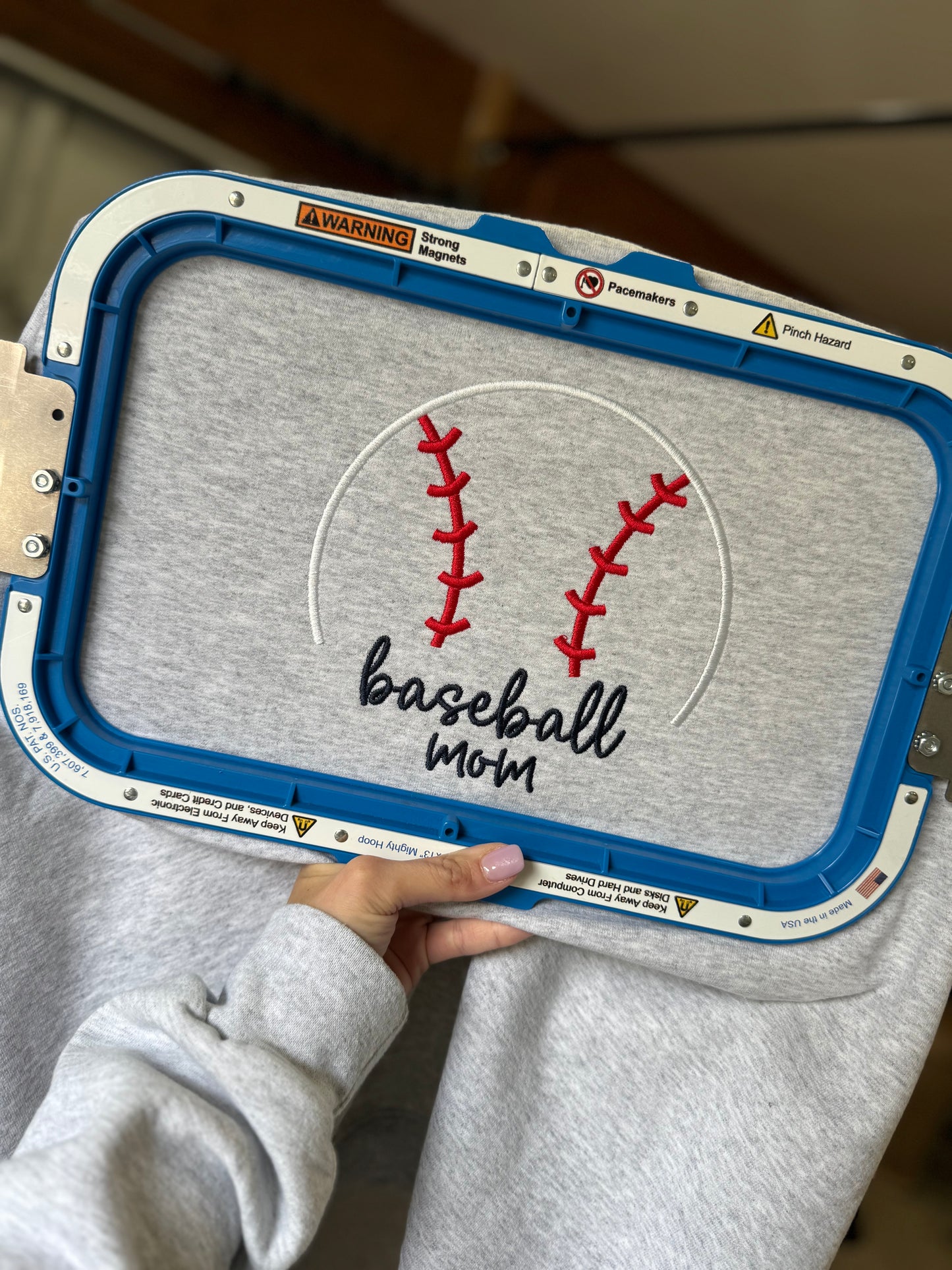 Baseball Mom Embroidered Crewneck Sweatshirt | Custom Sleeve Name Sweatshirt | Baseball Mama Pullover | Sports Mom Game Day Sweatshirt