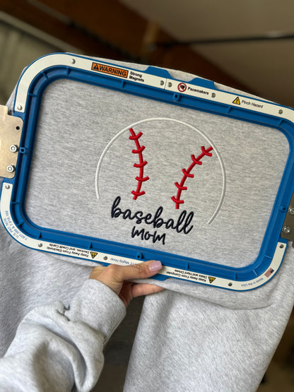 Baseball Mom Embroidered Crewneck Sweatshirt | Custom Sleeve Name Sweatshirt | Baseball Mama Pullover | Sports Mom Game Day Sweatshirt