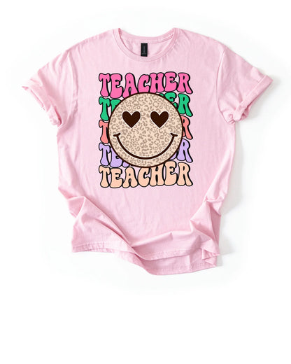 Retro Smile Teacher Shirt | Groovy Teacher Tee | Back to School Shirt | Teacher Appreciation Gift | Gildan Softstyle Unisex Tee