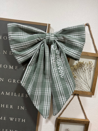 Personalized Oversized Bow for Front Door – Custom Name Door Bow