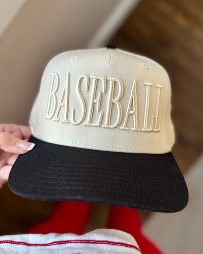 Monochromatic 3D Puff Embroidered Baseball Hat | Baseball Mom Hat | Baseball Team Hat | Embroidered Baseball Cap with Side Baseball | Sports Mom Gift