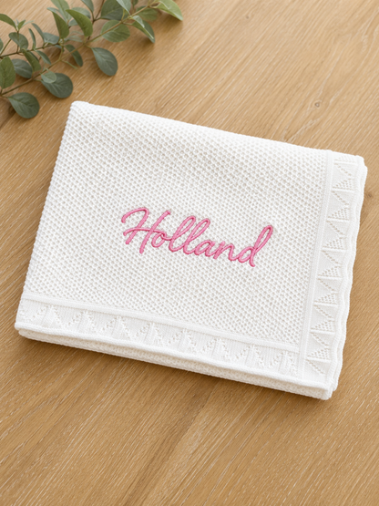 Custom Embroidered Baby Blanket | Personalized Knit Name Blanket | Baby Shower Gift | Newborn Keepsake | Custom Name Blanket | Baptism Gift