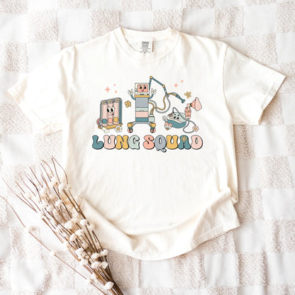 Lung Squad Retro Graphic T-Shirt | Respiratory Therapist Shirt | RT Gift | Pulmonology Team Tee | Medical Worker Graphic Tee