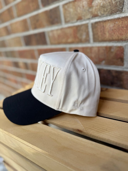 Monochromatic Hockey Trucker Hat | Embroidered Hockey Sticks Side Detail | Neutral Game Day Hat | Adjustable Snapback