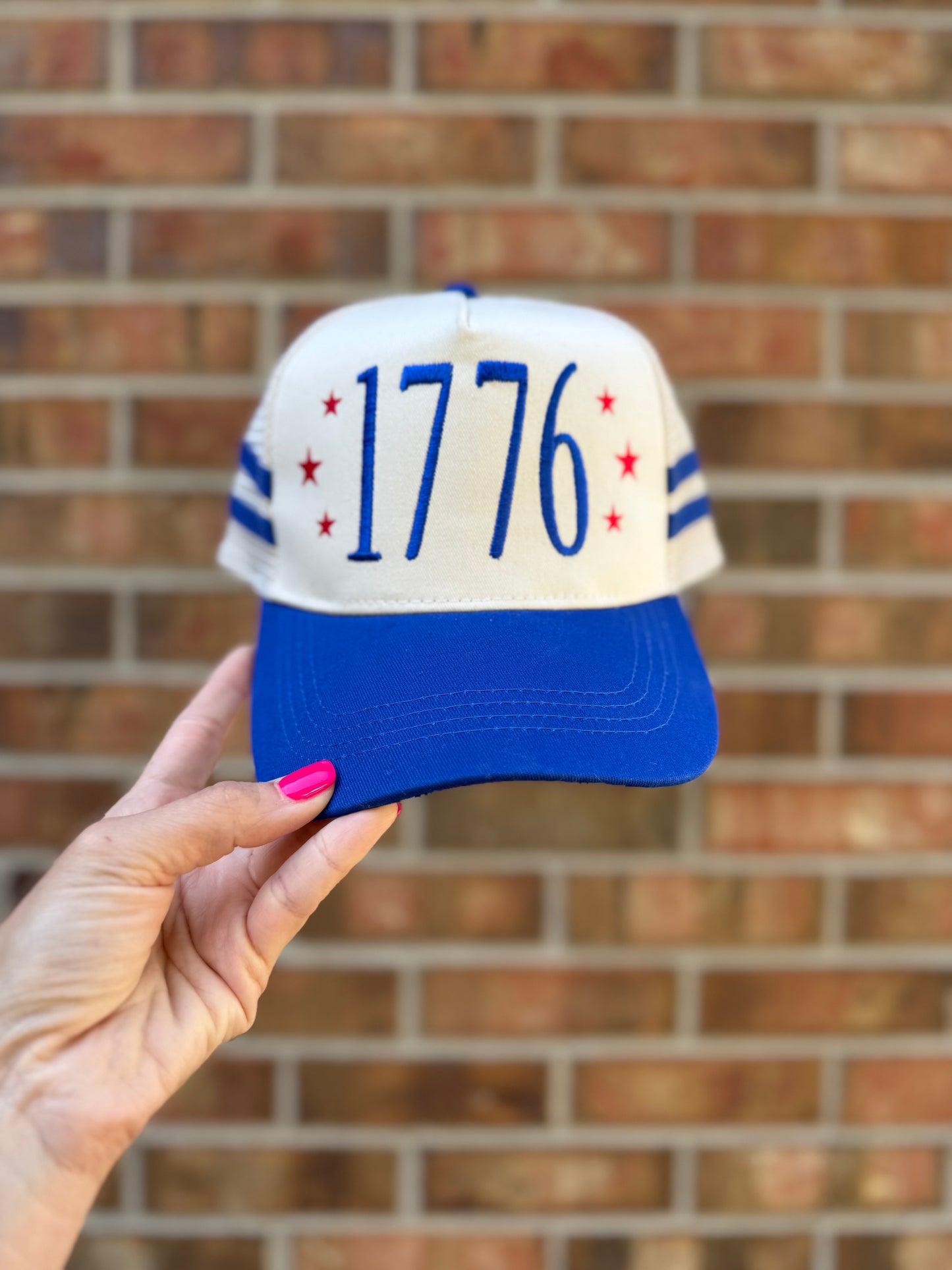 1776 Embroidered Trucker Hat | Patriotic Hat | America Hat | USA Embroidered Cap | Fourth of July Hat | Vintage Americana Hat