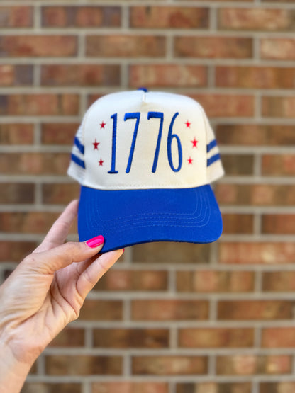 1776 Embroidered Trucker Hat | Patriotic Hat | America Hat | USA Embroidered Cap | Fourth of July Hat | Vintage Americana Hat