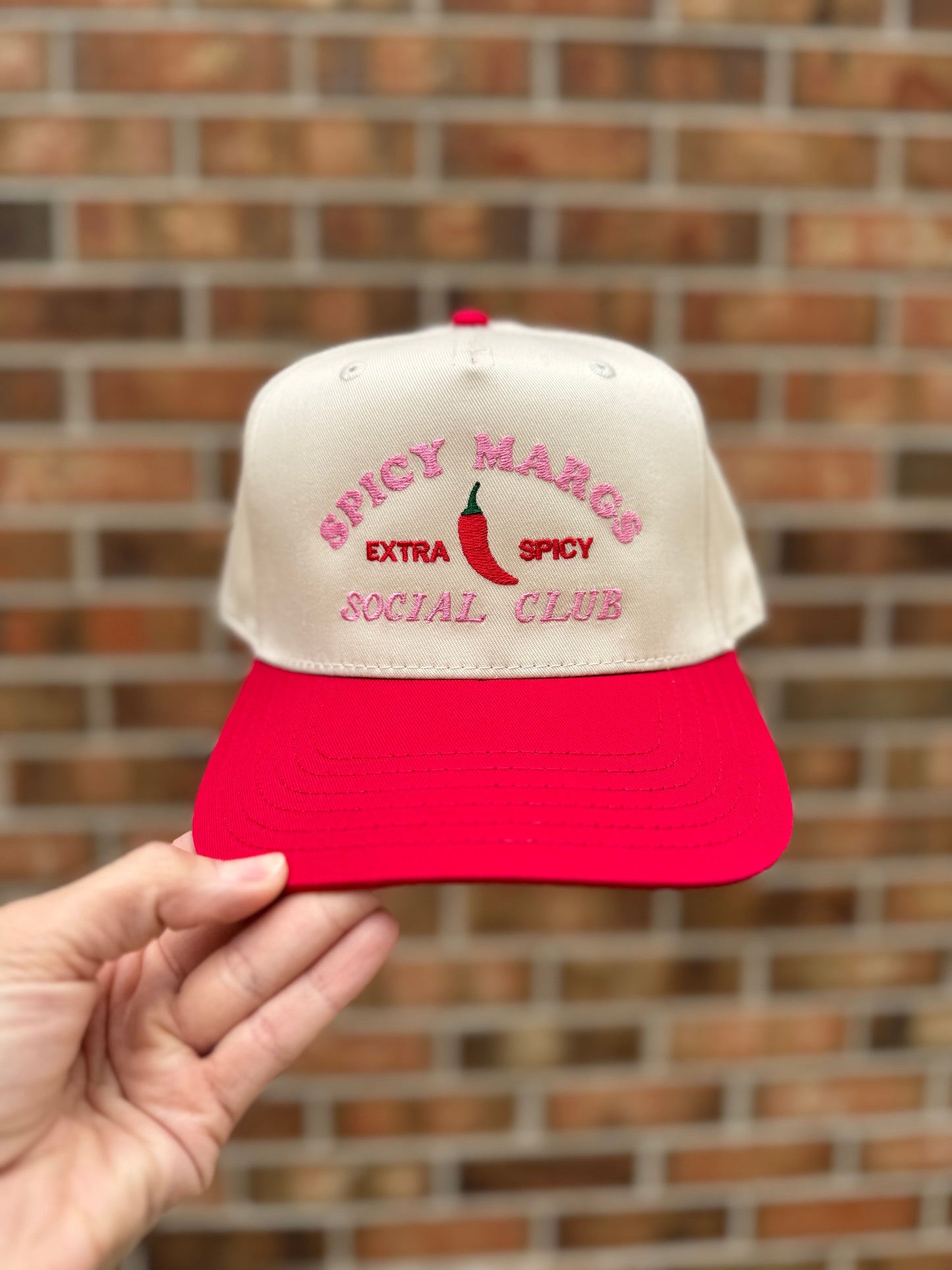 Spicy Margs Social Club Embroidered Hat | Trendy Margarita Baseball Cap | Girls Trip, Bachelorette, Brunch Club Gift