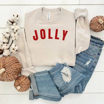 Jolly Christmas Crewneck Sweatshirt | Bella + Canvas Super Soft Holiday Pullover | Festive Cozy Christmas Sweater | Holiday Party Outfit